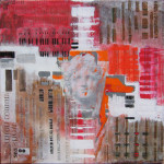Codes collage e acrilico su tela 70x70 2014