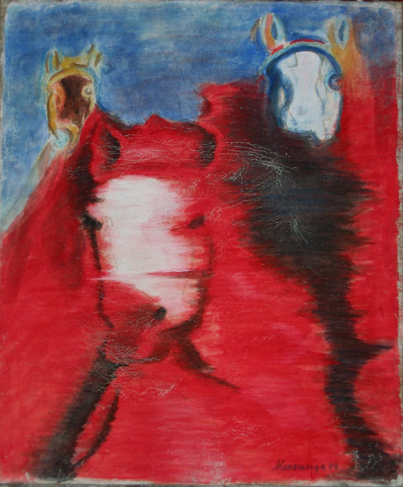 Cavalli movimento affresco staccato 50x60