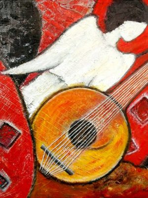 Angelo musicante_ olio su tela 50x50 2018