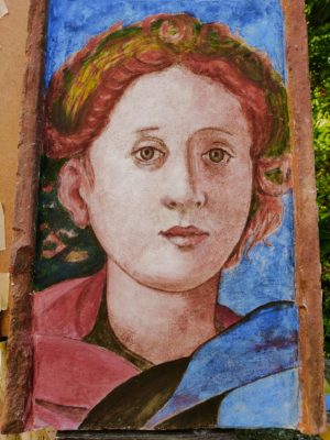 ANCELLA DA PONTORMO - Affresco su antica tegola toscana