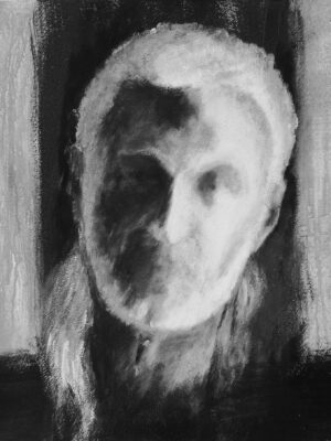 AUTORITRATTO in BN disegno su tela 50x40