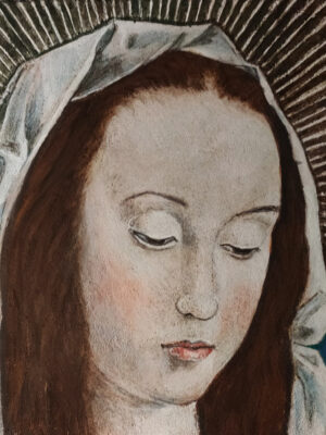 Madonna copy da Van der Goes affresco su cotto 25x25 2024