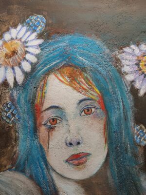 Lacrima - affresco su cotto 25x25 2025